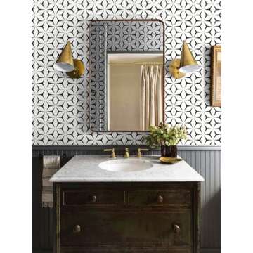 Heroad Wall Paper Peel and Stick Modern Black and White Wallpaper Peel and Stick Boho Geometric Contact Paper for Cabinets and Drawers Renter Friendly Self-Adhesive Removable Waterproof 17.7” x 118”