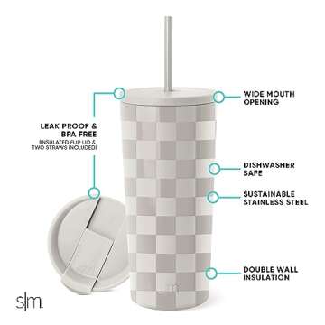 Simple Modern Insulated Tumbler with Lid and Straw | Reusable Stainless Steel Travel Mug | Gifts for...