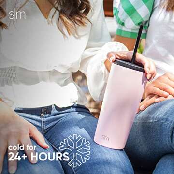 Insulated Tumbler with Lid & Straw - Simple Modern 20oz