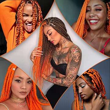 Vibrant Orange Pre Stretched Braiding Hair Extensions 26 Inch