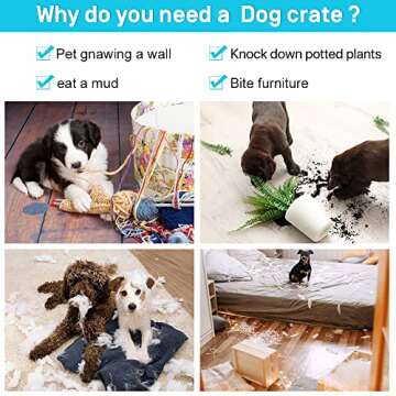 Large Dog Crate 48" Heavy Duty Indoor Outdoor Dog Kennel with Plastic Tray & Divider, Double Door Fo...