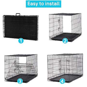 Large Dog Crate 48" Heavy Duty Indoor Outdoor Dog Kennel with Plastic Tray & Divider, Double Door Folding Wire Metal XL Dog Cage for Medium Large Dogs, Black