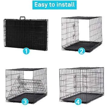 Large Dog Crate 48" Heavy Duty Indoor Outdoor Dog Kennel with Plastic Tray & Divider, Double Door Folding Wire Metal XL Dog Cage for Medium Large Dogs, Black