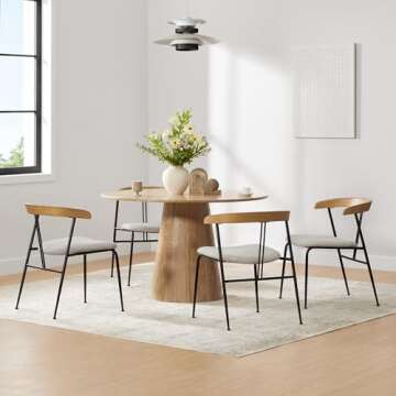 CHITA Upholstered Modern Dining Chairs Set of 4, FSC Certified Dining Chair with Metal Legs, Mid Cen...