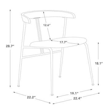 CHITA Upholstered Modern Dining Chairs Set of 4, FSC Certified Dining Chair with Metal Legs, Mid Century Dining Chair with Wood Back, Oatmeal