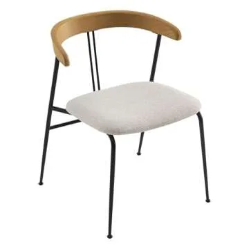 CHITA Upholstered Modern Dining Chairs Set of 4, FSC Certified Dining Chair with Metal Legs, Mid Century Dining Chair with Wood Back, Oatmeal