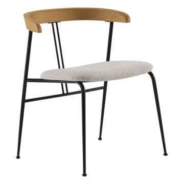 CHITA Upholstered Modern Dining Chairs Set of 4, FSC Certified Dining Chair with Metal Legs, Mid Century Dining Chair with Wood Back, Oatmeal