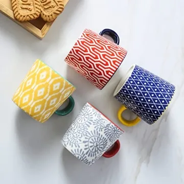 Selamica Ceramic 3.5 Oz Espresso Cups, Espresso Mugs 2.5 Inch Demitasse Cups, Mini Coffee Cups for Latte Mocha Lungo Tea, Set of 4, Assorted Colors