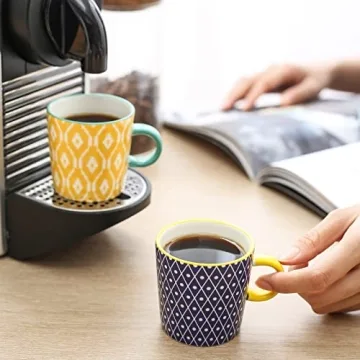 Selamica Ceramic 3.5 Oz Espresso Cups, Espresso Mugs 2.5 Inch Demitasse Cups, Mini Coffee Cups for Latte Mocha Lungo Tea, Set of 4, Assorted Colors