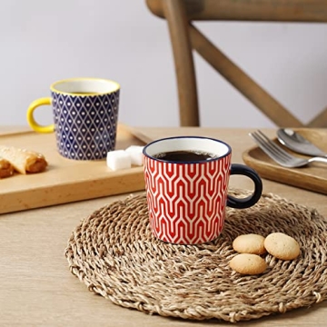 Selamica Ceramic 3.5 Oz Espresso Cups, Espresso Mugs 2.5 Inch Demitasse Cups, Mini Coffee Cups for Latte Mocha Lungo Tea, Set of 4, Assorted Colors