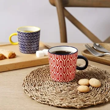 Selamica Ceramic 3.5 Oz Espresso Cups, Espresso Mugs 2.5 Inch Demitasse Cups, Mini Coffee Cups for Latte Mocha Lungo Tea, Set of 4, Assorted Colors