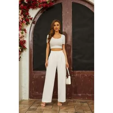 FUNYYZO Wide Leg Trousers for Women - Comfortable & Stylish