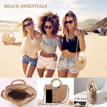 Dailyacc Straw Shoulder Bag For Women Woven Purse Summer Beach Envelope Clutch Straws Wallet