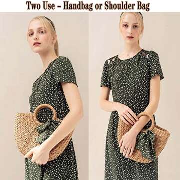 Dailyacc Straw Shoulder Bag For Women Woven Purse Summer Beach Envelope Clutch Straws Wallet