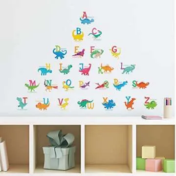 DECOWALL DS-8033 A-Z Dinosaur Alphabet (Small) Kids Wall Stickers Decals Peel and Stick Removable for Nursery Bedroom Living Room Art murals Decorations