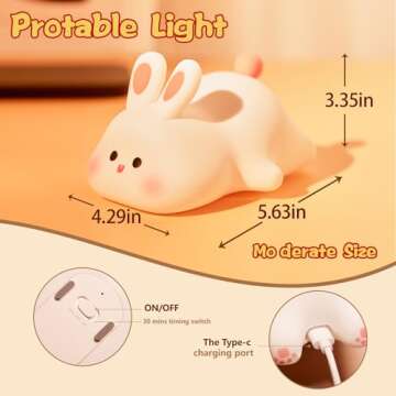 Cute Bunny Touch Night Light for Kids and Adults