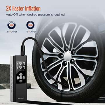 Morpilot Tire Inflator Portable Air Compressor, 2X Faster Inflation [9000mAh Battery & 12V DC Cord] ...
