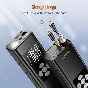 Morpilot Tire Inflator Portable Air Compressor, 2X Faster Inflation [9000mAh Battery & 12V DC Cord] Car Tire Pump with LCD Dual Display, 150PSI Electric Air Pump for Car SUV MPV RV Bike Ball, Black