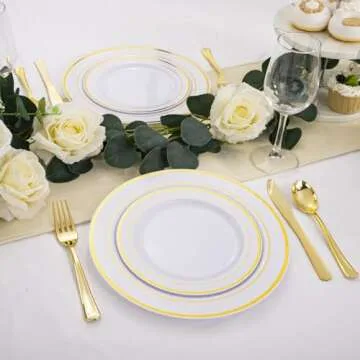 WDF Gold Plastic Plates Set for Upscale Events