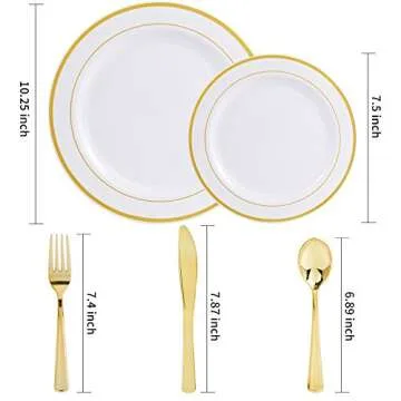 WDF Gold Plastic Plates Set for Upscale Events