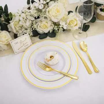 WDF Gold Plastic Plates Set for Upscale Events
