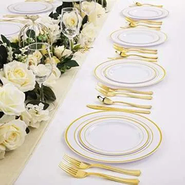 WDF Gold Plastic Plates Set for Upscale Events