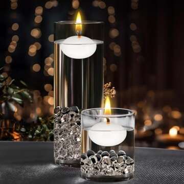 Mega Candles 12 pcs Unscented White Floating Candles, Hand Poured Wax Candle 1.5 Inch Diameter, Home Décor, Wedding Receptions, Baby Showers, Birthdays, Celebrations, Meditations, Spas