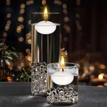 Mega Candles 12 pcs Unscented White Floating Candles, Hand Poured Wax Candle 1.5 Inch Diameter, Home Décor, Wedding Receptions, Baby Showers, Birthdays, Celebrations, Meditations, Spas