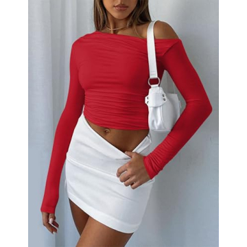Zeagoo Women's Off Shoulder Crop Top Y2K Fashion 2024