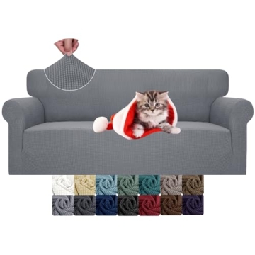 JIVINER High Stretch Couch Covers for 3 Cushion Couch 1-Piece Jacquard Sofa Slipcovers Fitted Washab...