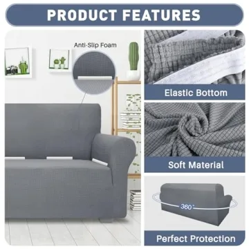 JIVINER High Stretch Couch Cover Soft Washable for 3 Cushion