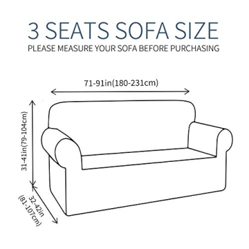 JIVINER High Stretch Couch Cover Soft Washable for 3 Cushion