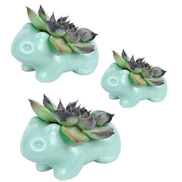 DOYOLLA Cute Succulent Planter Funny Animal Flower Pots Frog Flower Vases Mixed Sizes Set of 3