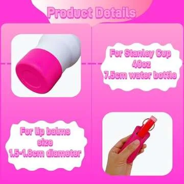 Accessories for Stanley Cup 40oz,2 Silicone Boots for Stanley Tumbler,1 Flower Straw Cover Topper,2 Charms Hooks,1 Lipstick Holder Bag,1 Pompom Ball,1 Cute Keychain Charms (Passion Pink,No Bottle)