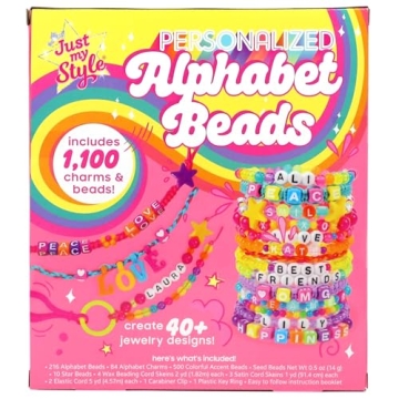 ABC Beads Set with Charms, Beading Cord & Key Ring