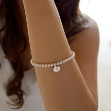Ursteel Pearl Initial Bracelet - Dainty Gold Jewelry Gift