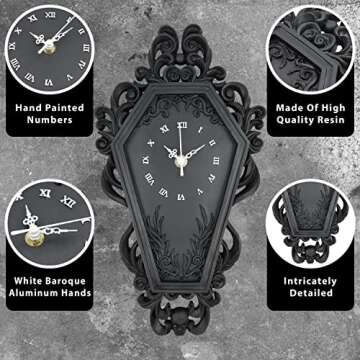 Dravira Coffin Wall Clock - Unique Gothic Home Decor