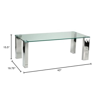 Cortesi Home Isaak Contemporary Glass Coffee Table Stylish & Durable