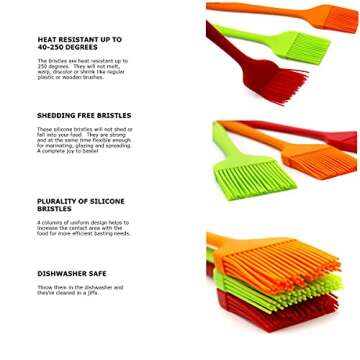 SILCONY 10" Silicone Pastry Basting BIG SIZE Brushes Heat Resistant BPA Free for BBQ Grill Barbecue ...