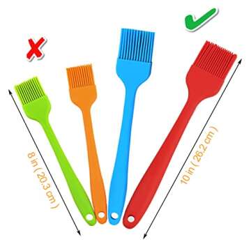SILCONY 10" Silicone Pastry Basting BIG SIZE Brushes Heat Resistant BPA Free for BBQ Grill Barbecue & Kitchen Baking Cooking Marinating Oil Brushes Soft Bristles Long Handle (3, 10 Inches)