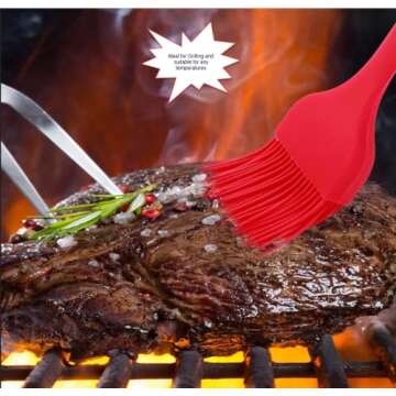 SILCONY 10" Silicone Pastry Basting BIG SIZE Brushes Heat Resistant BPA Free for BBQ Grill Barbecue & Kitchen Baking Cooking Marinating Oil Brushes Soft Bristles Long Handle (3, 10 Inches)