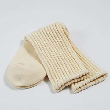 Intgoodluckycc Beige Slouch Scrunch Socks for Women, Slouch High Tube Socks Women (1 Pair - Beige)