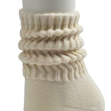 Intgoodluckycc Beige Slouch Scrunch Socks for Women, Slouch High Tube Socks Women (1 Pair - Beige)