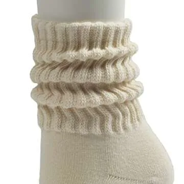 Intgoodluckycc Beige Slouch Scrunch Socks for Women, Slouch High Tube Socks Women (1 Pair - Beige)