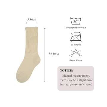 Intgoodluckycc Beige Slouch Scrunch Socks for Women, Slouch High Tube Socks Women (1 Pair - Beige)