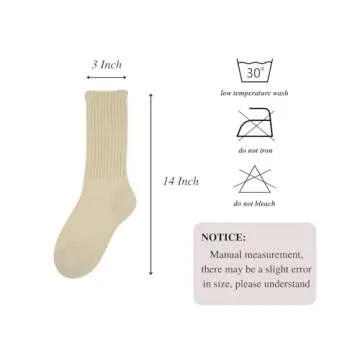Intgoodluckycc Beige Slouch Scrunch Socks for Women, Slouch High Tube Socks Women (1 Pair - Beige)
