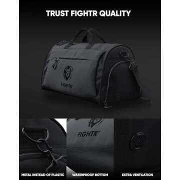 FIGHTR® Sports bag & travel Duffel bag for men and women - with shoe compartment & wet compartment - bag for sports, fitness & travel - training bag, gym bag, martial arts bag