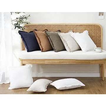 Foindtower Set of 2 Decorative Linen Fringe Lumbar Throw Pillow Covers Boho Farmhouse Cushion Cover with Tassels Soft Accent Pillowcase for Couch Sofa Bed Living Room Home Decor,12×20Inch,Khaki Brown