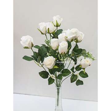 Sweet Home Deco 18'' Silk Rose Bud Artistic Bush for Decor