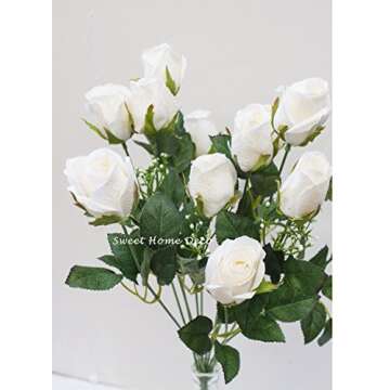 Sweet Home Deco 18'' Silk Rose Bud Artistic Bush for Decor